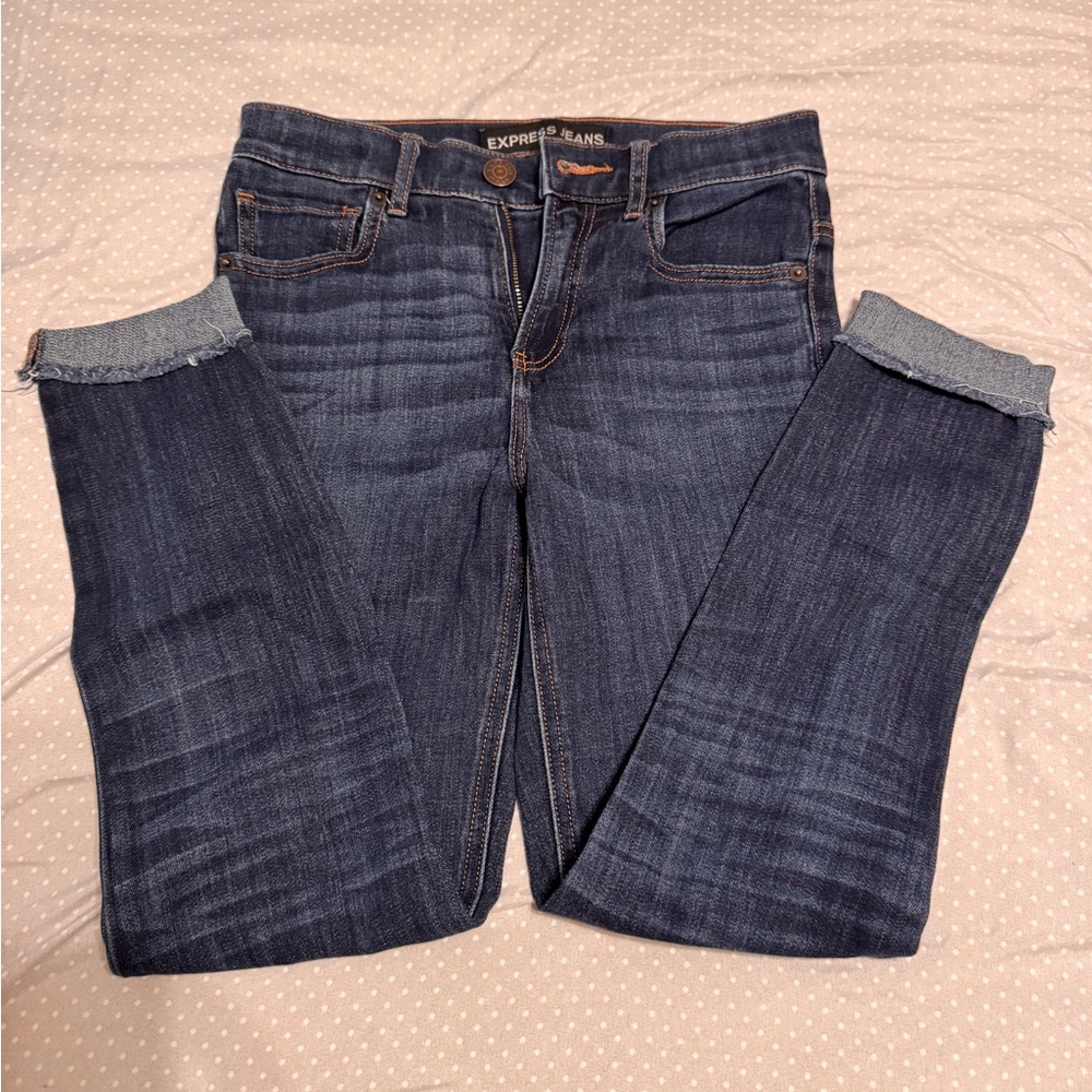 Express Women's Blue Jeans High Rise Crop Size 0